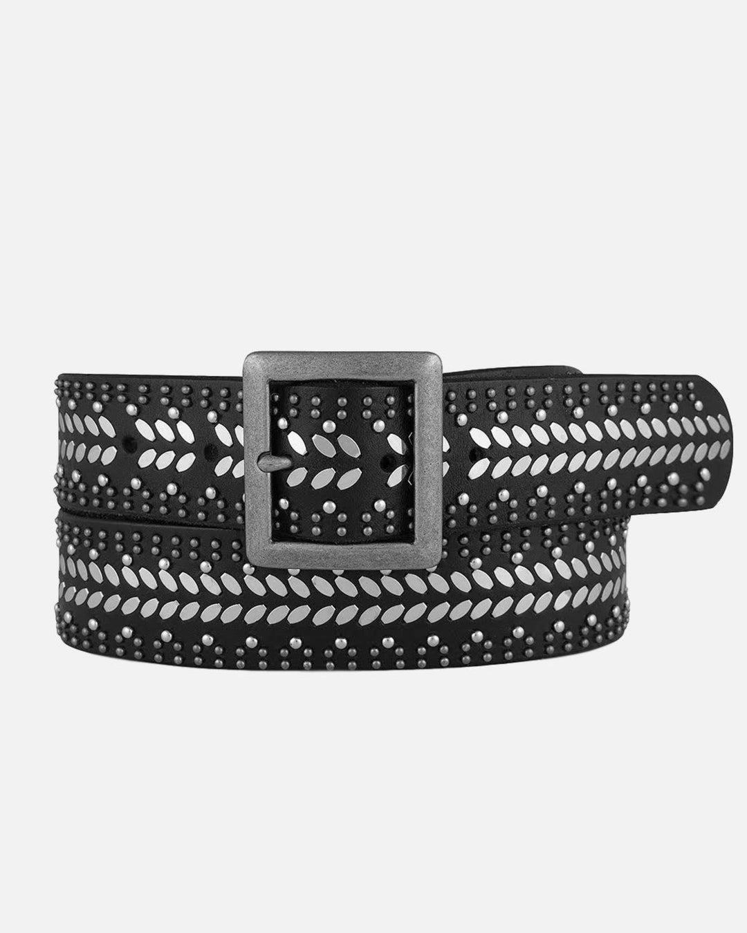 Ezra | Studded Leather Belt with Square Buckle