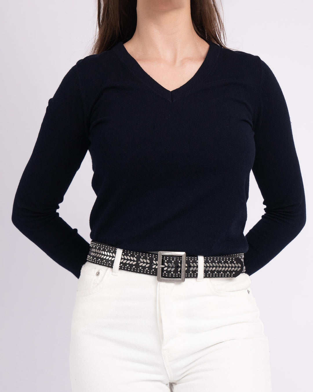 Ezra | Studded Leather Belt with Square Buckle