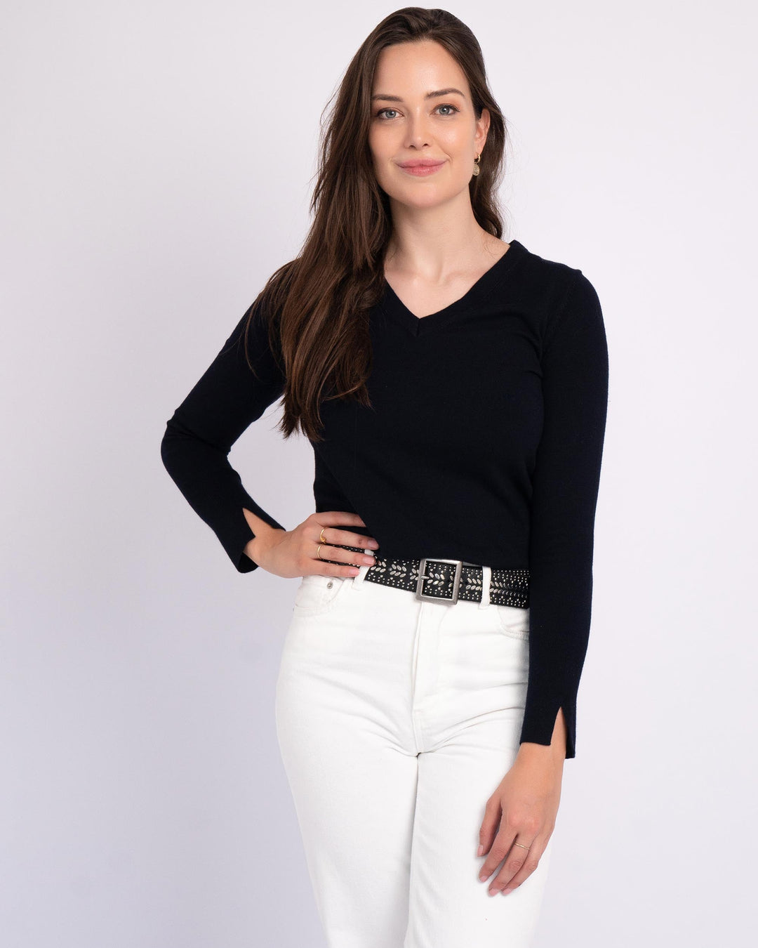 Ezra | Studded Leather Belt with Square Buckle