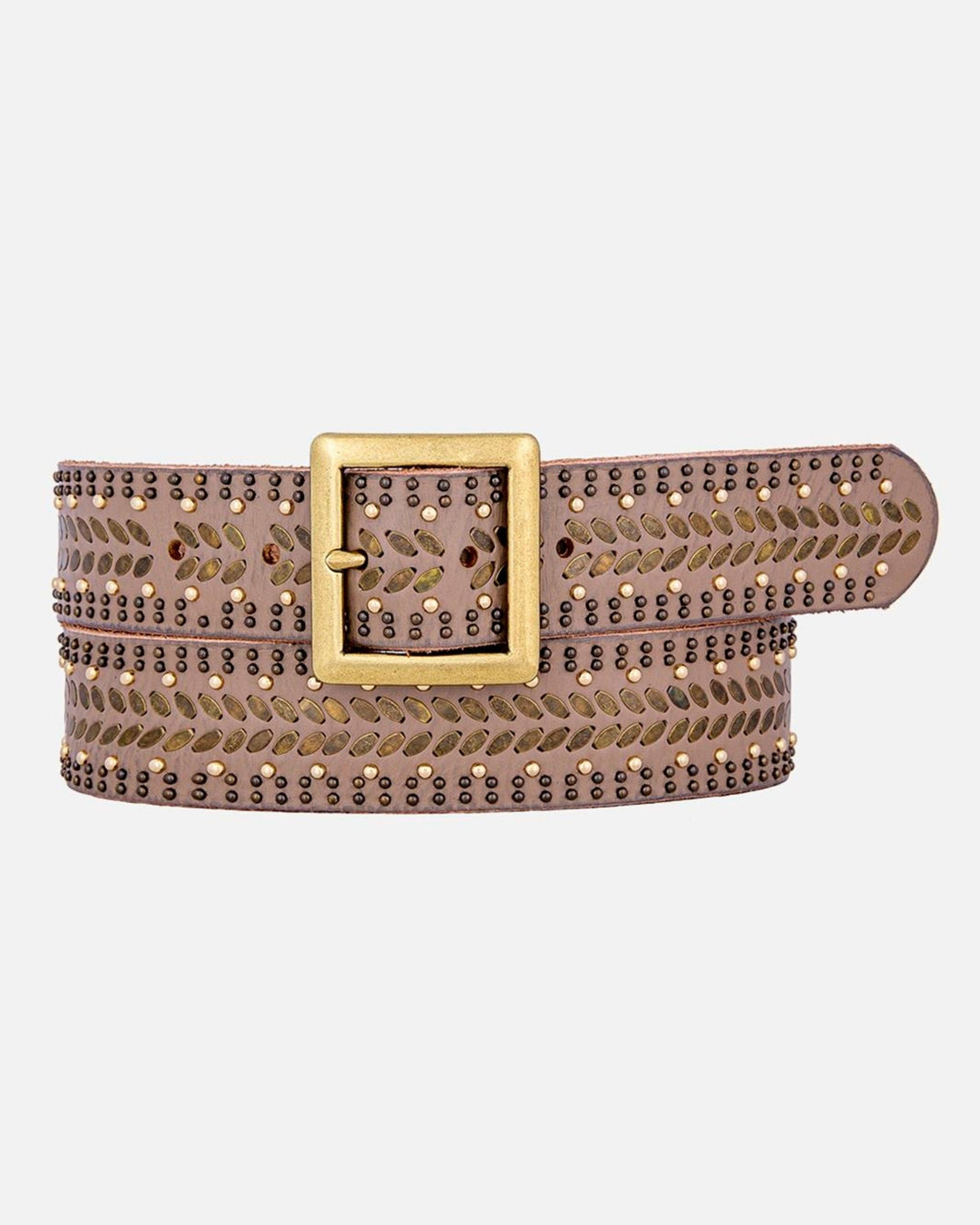 Ezra | Studded Leather Belt with Square Buckle