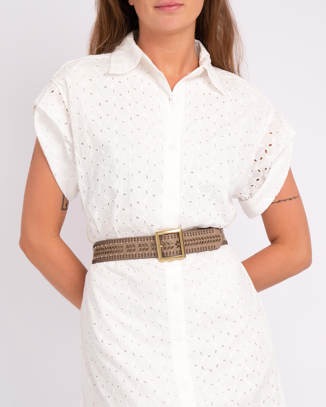 Ezra | Studded Leather Belt with Square Buckle