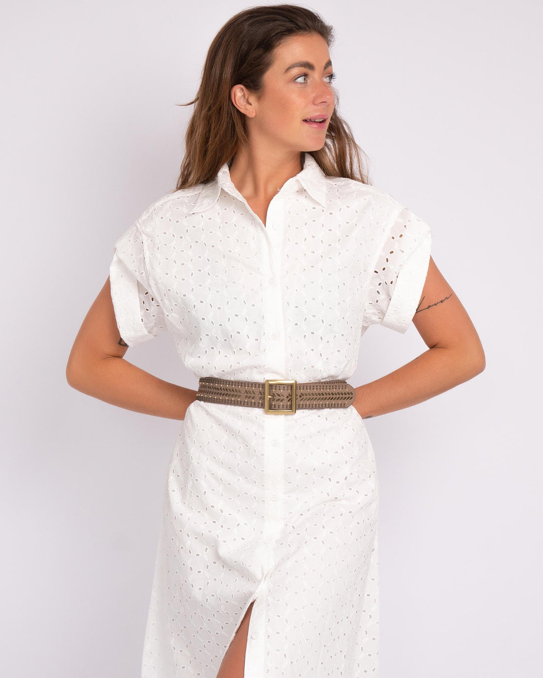 Ezra | Studded Leather Belt with Square Buckle