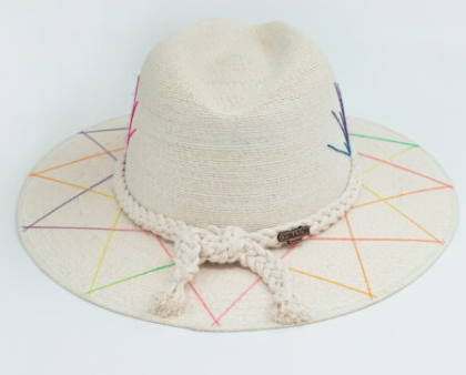 Agave Multi Color Hand Embroidered Straw Hat