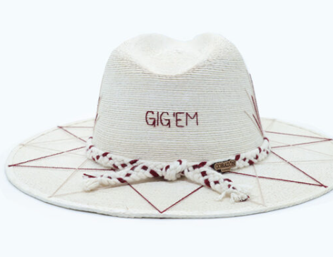 Agave- Texas A&M Inspired Hand Embroidered Straw Hat