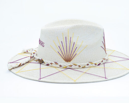 Agave- LSU Inspired Hand Embroidered Straw Hat
