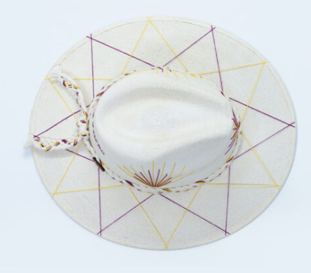 Agave- LSU Inspired Hand Embroidered Straw Hat