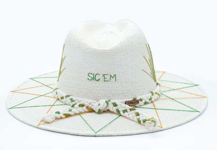 BU Inspired Agave Hand Embroidered Straw Hat