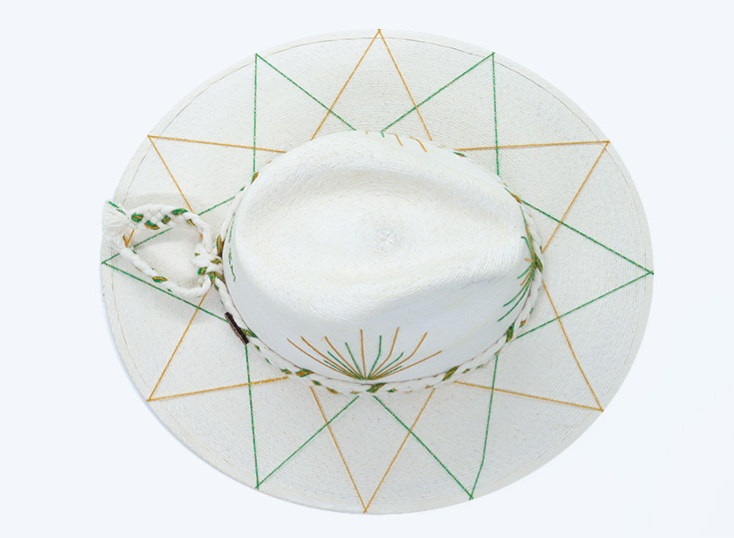 BU Inspired Agave Hand Embroidered Straw Hat