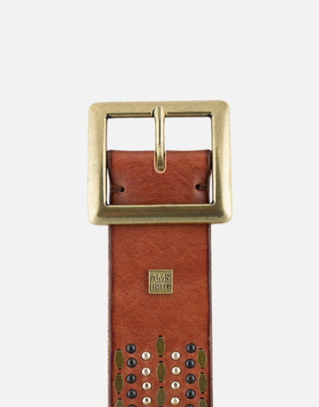 Daya | Studded Leather Belt with Square Buckle