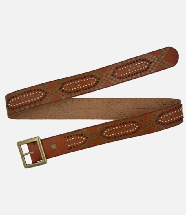 Daya | Studded Leather Belt with Square Buckle