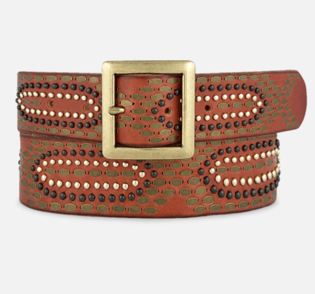 Daya | Studded Leather Belt with Square Buckle
