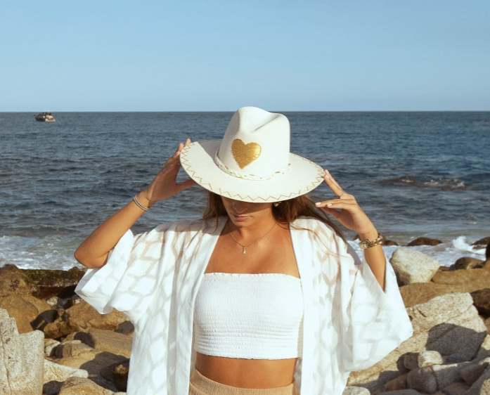 Ximena - Gold Heart Straw Hat
