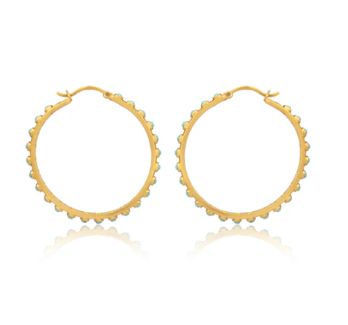 Turquoise & Gold Hoop Earrings