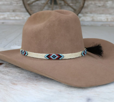 Beaded Horse Hair Hat Band- White