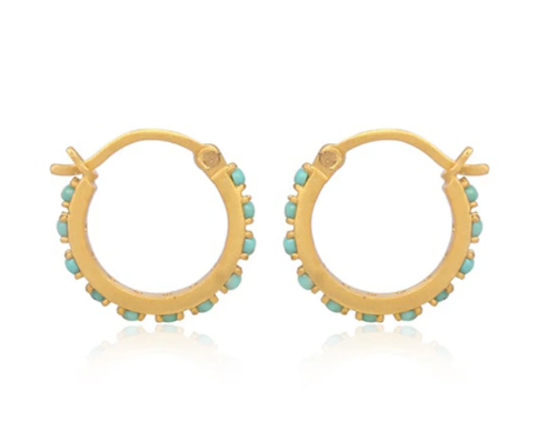 Turquoise & Gold Huggies