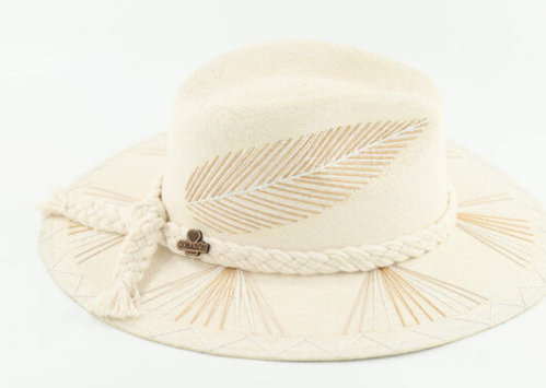 Kapula Neutral Metallics Hand Embroidered Straw Hat