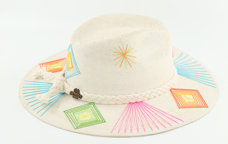 Luanna Flora Hand Embroidered Straw Hat