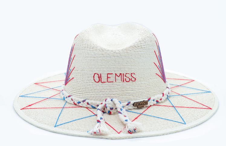 Ole Miss Inspired Hand Embroidered Game Day Hat