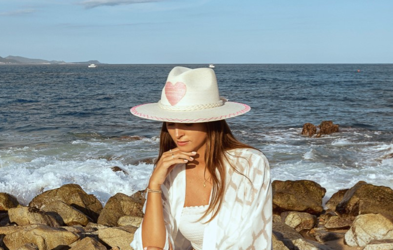 Ximena- Pink Heart Straw Hat