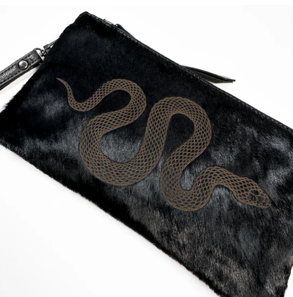 Victoria Laser Snake Leather Purse, Wristlet, Clutch