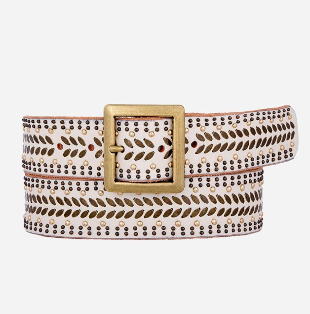Ezra | Studded Leather Belt with Square Buckle