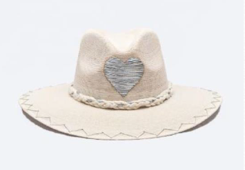 Ximena- Silver Heart Hand Embroidered Straw Hat