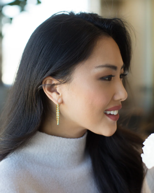 Turquoise & Gold Hoop Earrings