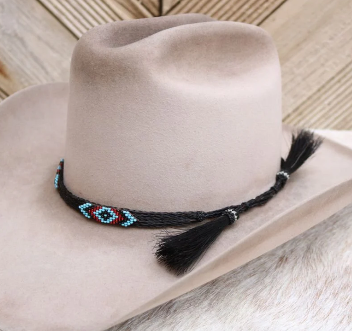 Beaded Horse Hair Hat Band- Black