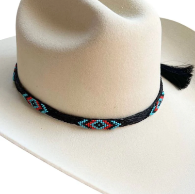 Beaded Horse Hair Hat Band- Black