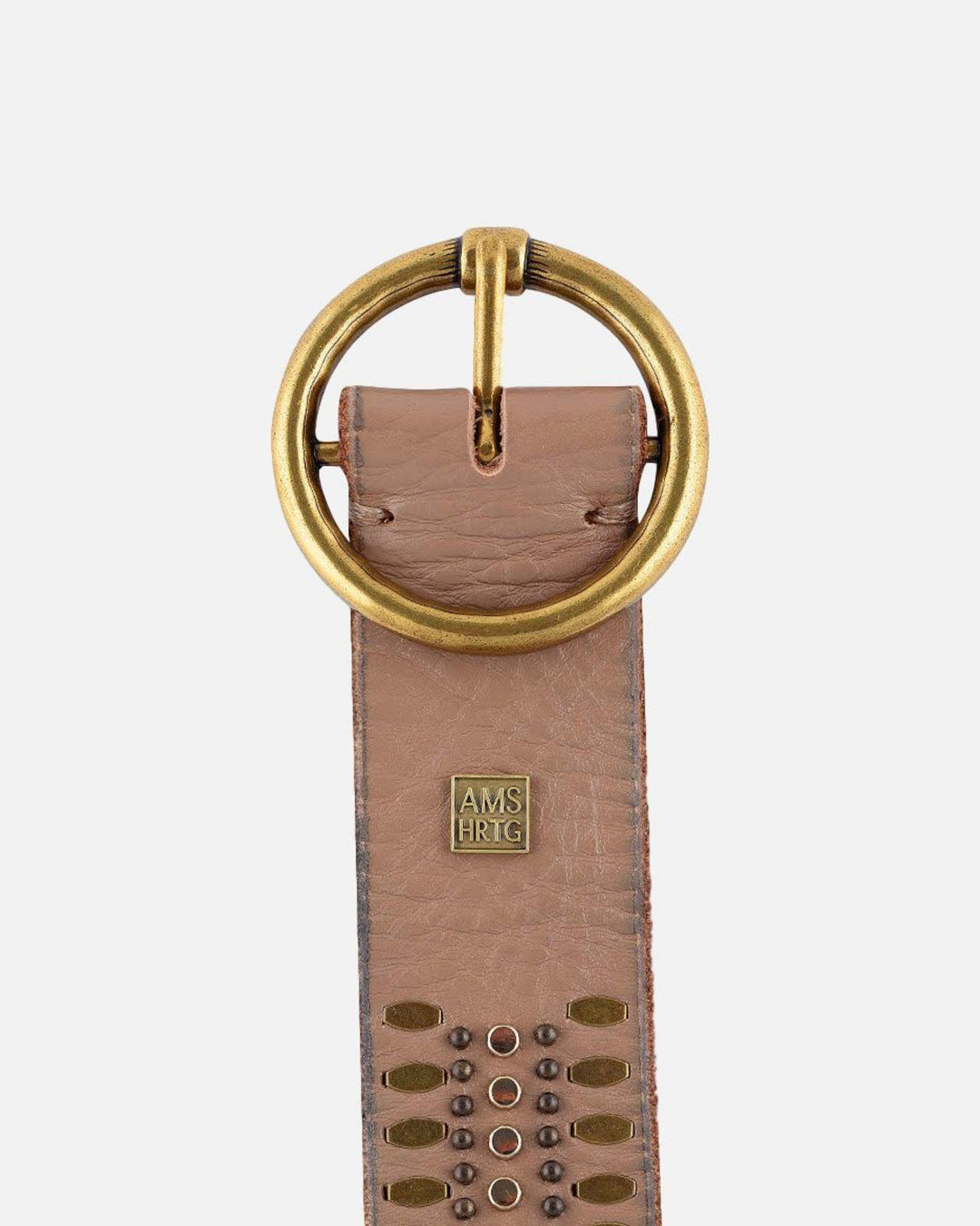 Soraya | Studded Leather Belt with Gold Round Buckle