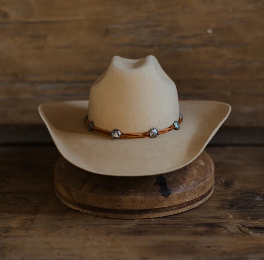 Agave Concho Hat Band - Brown Leather
