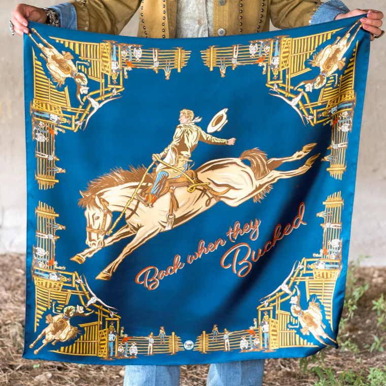 Back When They Bucked Silk Scarf - Navy