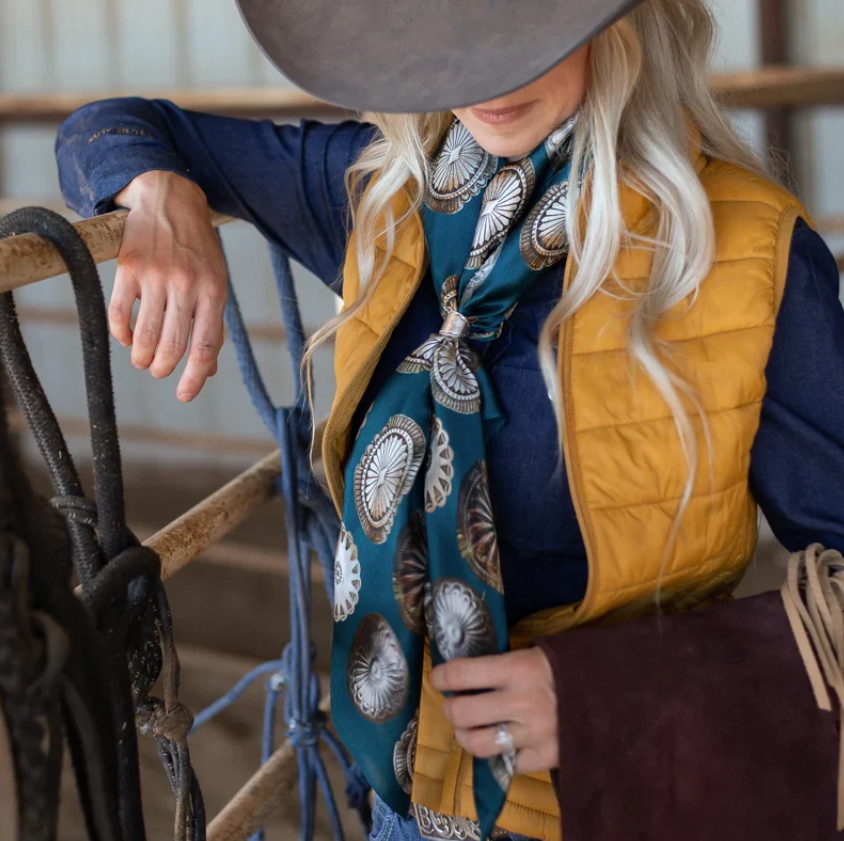 Big Concho Silk Scarf - Jade