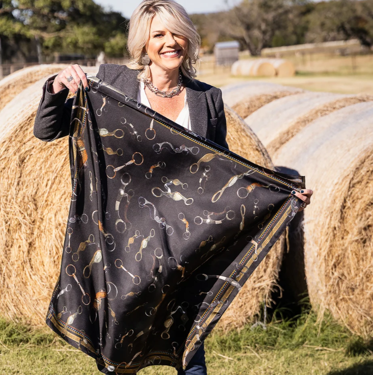 Bits Silk Scarf - Black