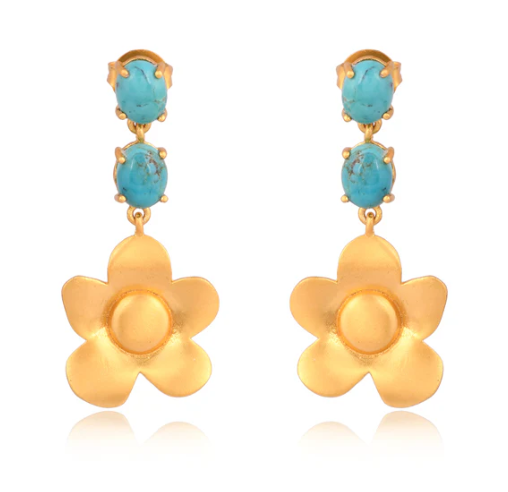 Gold & Turquoise Bloom Earrings
