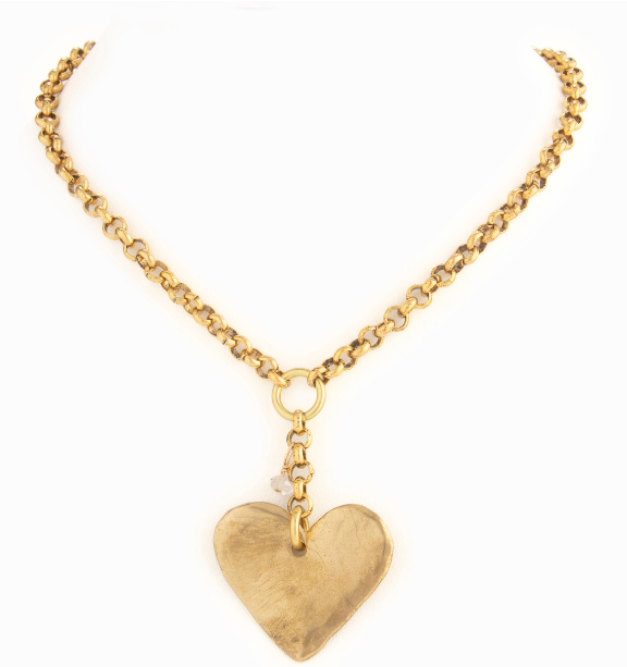 Rolo Chain Brass Heart Necklace