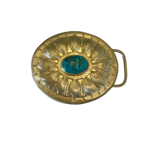 Turquoise and Brass Concho Buckle