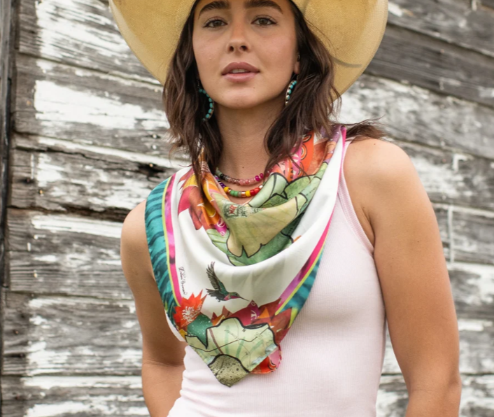 Cactus Blooms Silk Scarf