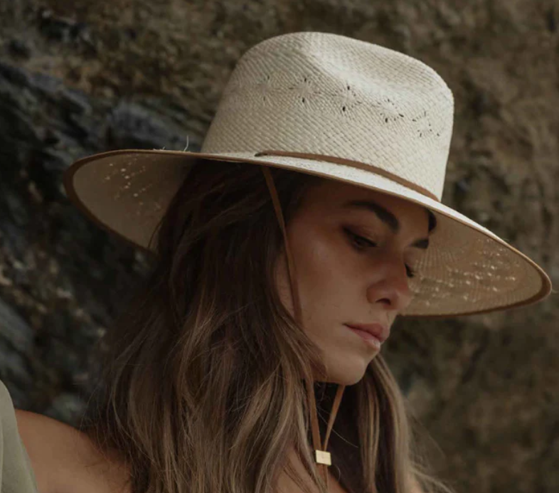 Fiji Straw Hat with Chin Tie- Tan