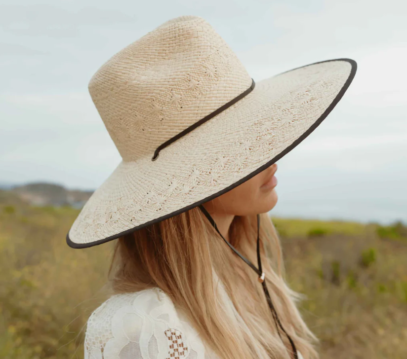 Fiji Straw Hat with Chin Tie- Black