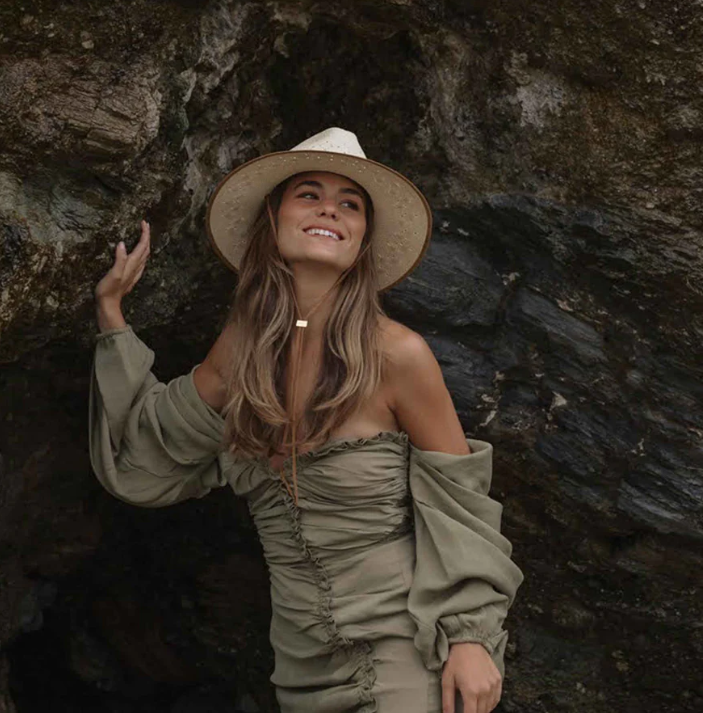 Fiji Straw Hat with Chin Tie- Tan