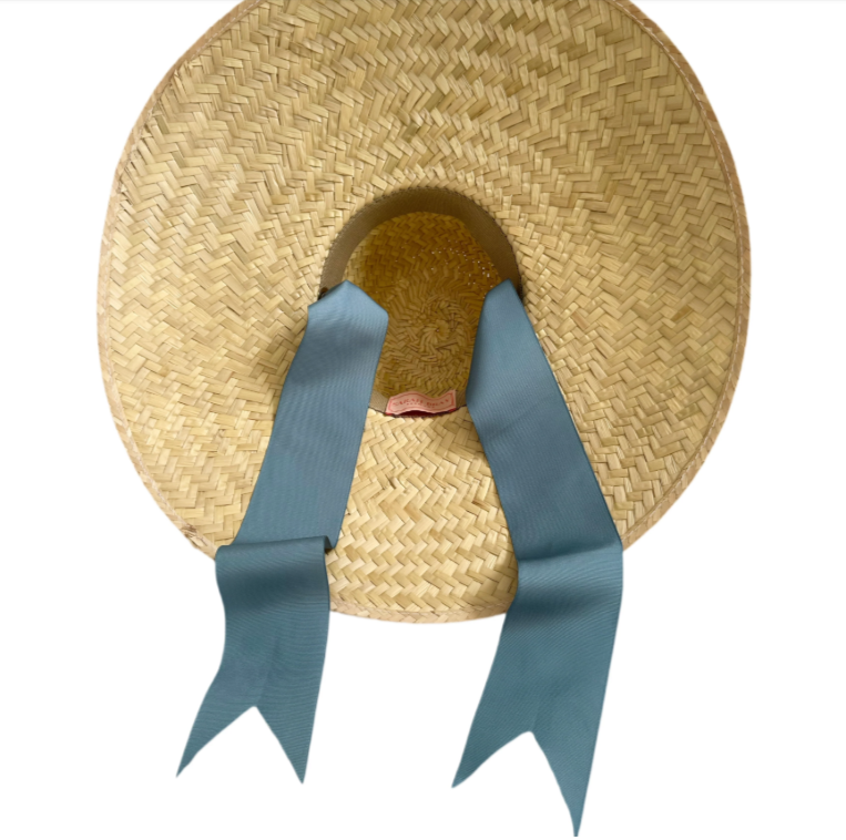 The Geranium Sun Hat- French Blue Grossgrain Ribbom