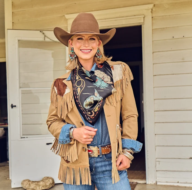 Happy Trails Silk Scarf- Black