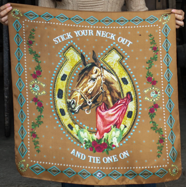 Hold Your Horses Silk Scarf - Caramel Brown