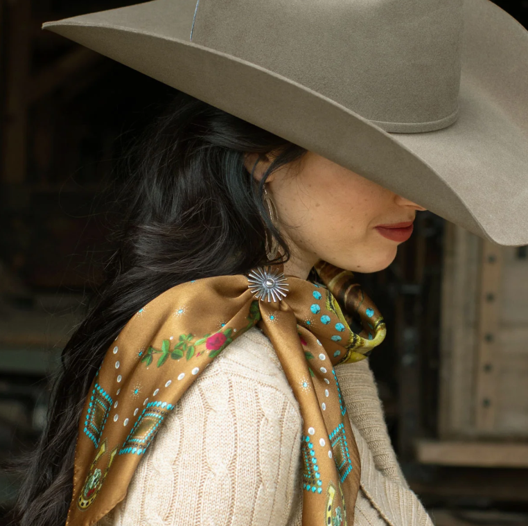 Hold Your Horses Silk Scarf - Caramel Brown