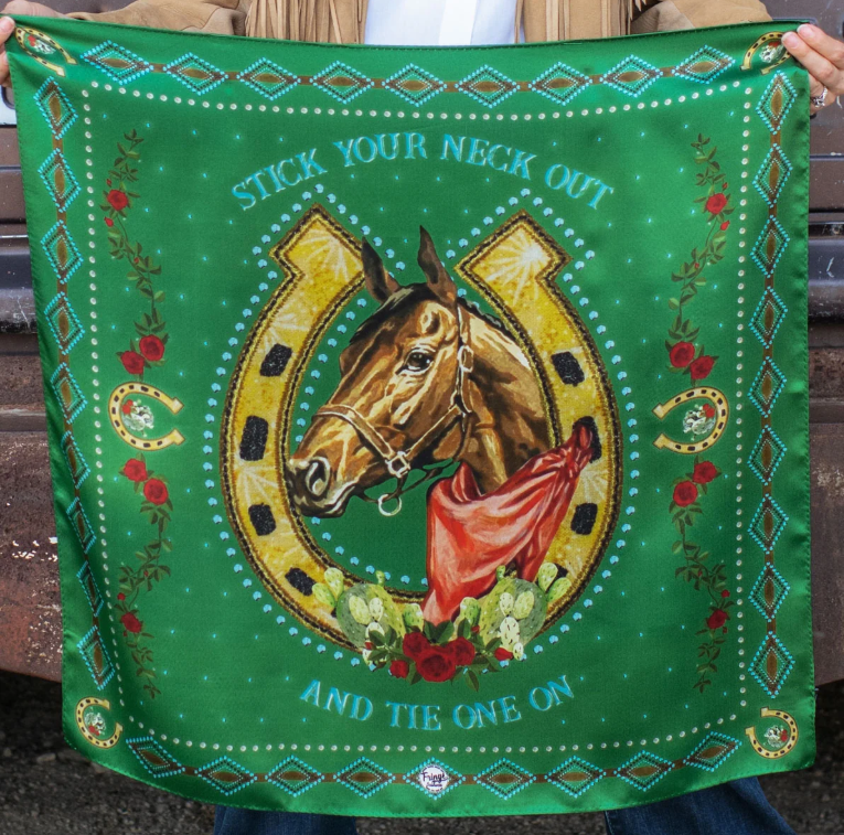 Hold Your Horses Silk Scarf - Kelly Green