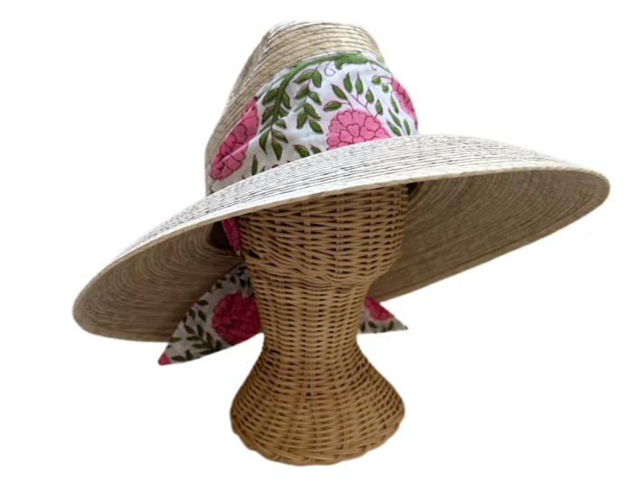 Hollyhuck Sun Hat- Pink Marigold Hat Scarf