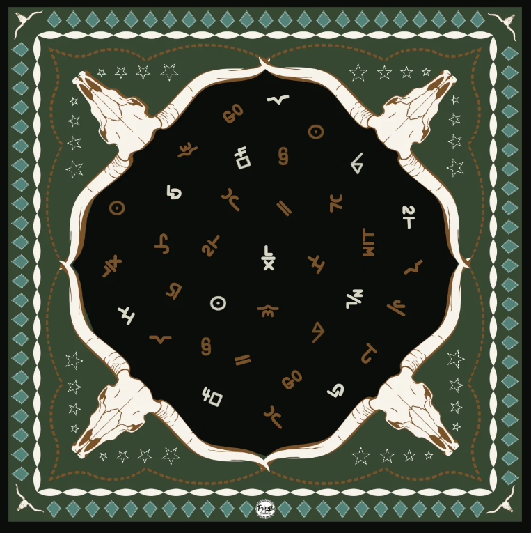 Hooked Silk Scarf-  Green & Black