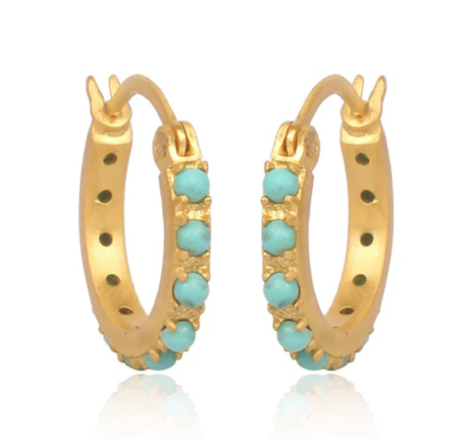 Turquoise & Gold Huggies