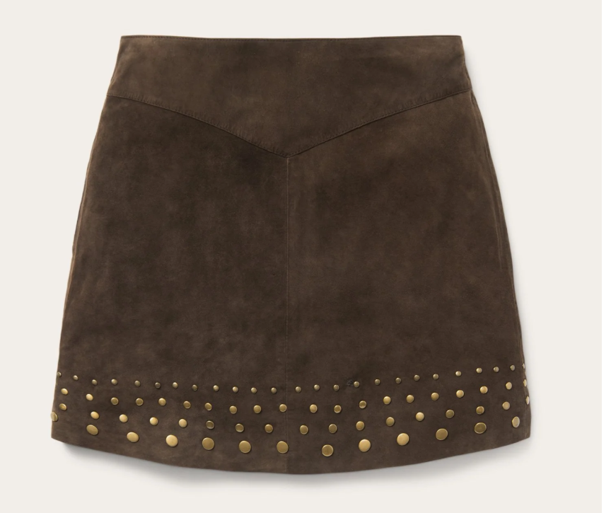 Suede Skirt with Nailheads